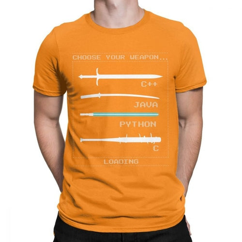 C++ Java Python C coder's & Programmer | Men's Orange T-Shirt - Script Kiddie