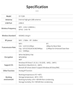 Comfast CF-723B Mini USB   150Mbps Wireless Wifi 2.4GHz + Bluetooth 4.0 Dongle - Script Kiddie